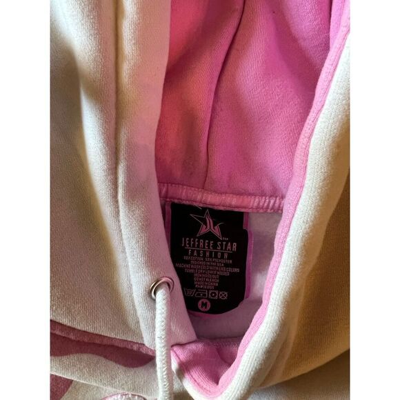 Jeffree Star Adult White Pink Cow Printed Pullover Hooded Sweatshirt Size Medium - Picture 3 of 3